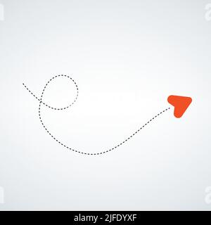 Minimalistischer gepunkteter Flugweg, Flugzeugverfolgung, Spur- oder Straßenvektordarstellung für Infografik-Design. Vektorgrafik für Rohware isoliert auf Stock Vektor