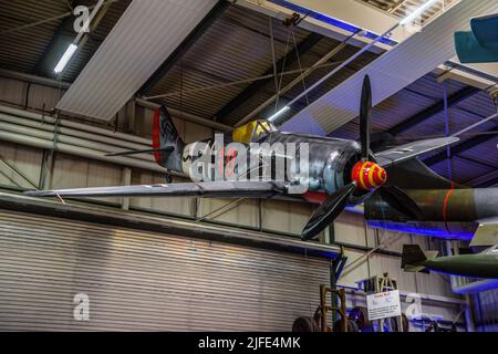 SINSHEIM, DEUTSCHLAND - MAI 2022: Einmotorisches Kampfflugzeug Focke-Wulf FW 190 Wurger 1939 WW2 3. reich nazi-Deutschland Luftwaffe Stockfoto