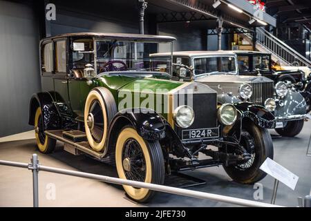 SINSHEIM, DEUTSCHLAND - MAI 2022: Green Rolls-Royce Silver Ghost 1924 75ps Stockfoto