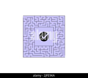 Labyrinth mit ein- und Ausgang, Maze Challenge Logo Design. Linie Labyrinth-Spiel. Vektordesign und Illustration mittlerer Komplexität. Stock Vektor