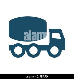 Hochwertige dunkelblaue Beton Zement Mischer LKW Symbol. Piktogramm, Symbolsatz, Illustration. Nützlich für Websites, Banner, Grußkarten, Apps und Soci Stockfoto