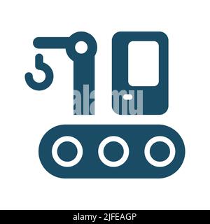 Hochwertiger dunkelblauer Flachkran, Lifter-Symbol. Piktogramm, Symbolsatz, Illustration. Nützlich für Websites, Banner, Grußkarten, Apps und soziale Medien Stockfoto