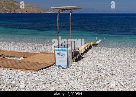 Seatrac Mobilitätshilfe für Schwimmer, um das Meer zu betreten Stockfoto