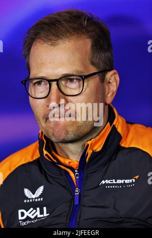 Silverstone, Großbritannien. 2.. Juli 2022. Andreas Seidl (DEU, McLaren F1 Team), F1 Grand Prix von Großbritannien auf dem Silverstone Circuit am 2. Juli 2022 in Silverstone, Großbritannien. (Foto von DPPI via HIGH TWO) Quelle: dpa/Alamy Live News Stockfoto