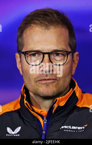 Silverstone, Großbritannien. 2.. Juli 2022. Andreas Seidl (DEU, McLaren F1 Team), F1 Grand Prix von Großbritannien auf dem Silverstone Circuit am 2. Juli 2022 in Silverstone, Großbritannien. (Foto von DPPI via HIGH TWO) Quelle: dpa/Alamy Live News Stockfoto