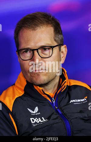 Silverstone, Großbritannien. 2.. Juli 2022. Andreas Seidl (DEU, McLaren F1 Team), F1 Grand Prix von Großbritannien auf dem Silverstone Circuit am 2. Juli 2022 in Silverstone, Großbritannien. (Foto von DPPI via HIGH TWO) Quelle: dpa/Alamy Live News Stockfoto
