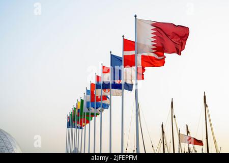 FIFA World Cup Qatar 2022 Offizielle Countdown-Uhr, powered by Hublot. -Doha, Katar, Juli - 1.-2022 Stockfoto