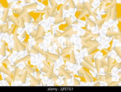 Geschmolzenes Waffel-Kegel-Eis unregelmäßiges Muster Hintergrund. Stockfoto