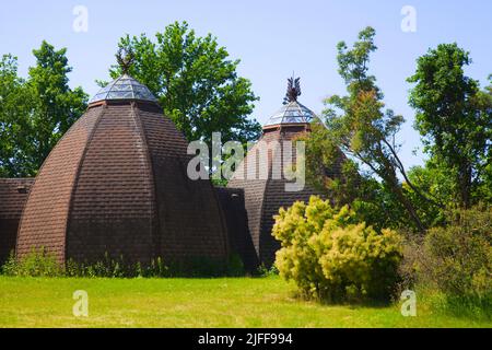 Ungarn, Ópusztaszer, historisches Denkmal, Jurte, traditionelle Wohnung, Stockfoto