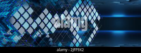 Abstrakter technologischer Hintergrund, Banner für Ihr Design. 3D Rendern... Stockfoto
