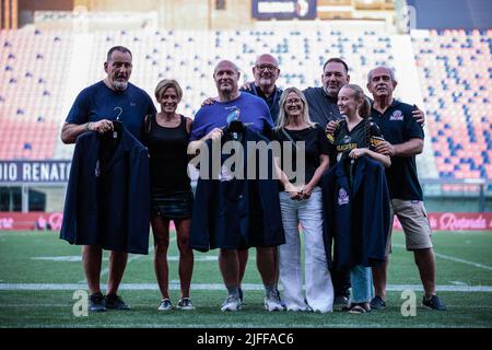 Bologna, Italien. 02.. Juli 2022. Hall of Fame während des Finales des Italienischen Bowls 2022, Fußball in Bologna, Italien, Juli 02 2022 Quelle: Independent Photo Agency/Alamy Live News Stockfoto