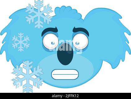 Vektor-Illustration des Gesichts eines gefrorenen und mattierten Cartoon Koala Stock Vektor