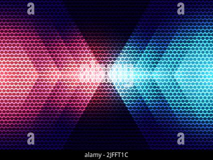 Abstrakte Technologie futuristisches Konzept rote und blaue Lichtpfeile auf Sechseckmuster Hintergrund. Vektorgrafik Stock Vektor