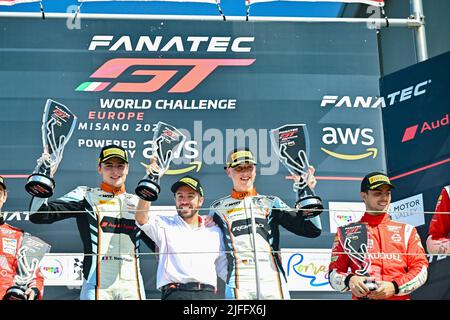 Fanatec GT World Challange - Misano RENNEN 1, Podium, Silver Cup Stockfoto