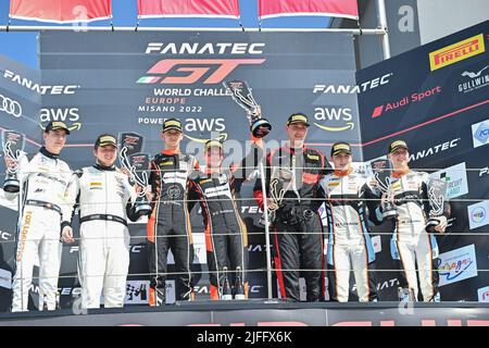 Fanatec GT World Challange - Misano RENNEN 1, Podium, Pro Cup Stockfoto