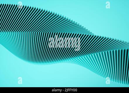 Abstrakter Architekturhintergrund. Verdrehen Sie geometrische Formen mit blauer Farbe. 3D Rendern. 3D Abbildung Stockfoto
