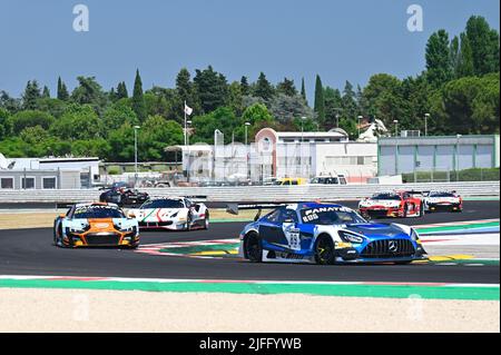 Misano, Italien. 02.. Juli 2022. Fanatec GT World Challange - Misano RACE 1 AKKODIS ASP Mercedes-AMG GT3 Timur Boguslavskiy Kredit: Unabhängige Fotoagentur/Alamy Live News Stockfoto