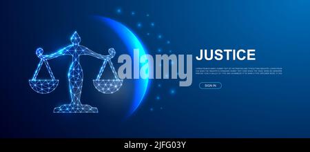 Skaliert 3D polygonale Symbole für Landing-Page-Vorlagen. Low-Poly-Balance-Illustration für das Design von Werbungsseiten. Justice Design Illustration Konzept. Stock Vektor