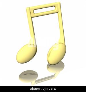 3D Illustration. goldene Musiknote, isoliert auf weißem Hintergrund. Stockfoto