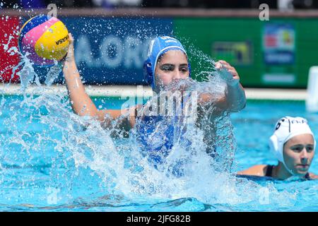 BUDAPEST, UNGARN - 2. JULI: Vasiliki Plevritou während der FINA World Championships Budapest 2022 7.-8. Platzspiel Frankreich gegen Griechenland am 2. Juli 2022 in Budapest, Ungarn (Foto: Albert ten Hove/Orange Picts) Stockfoto