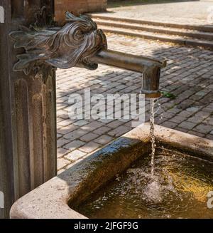 Detail des Basler Tor Brunnens in Durlach. Karlsruhe, Baden-Württemberg, Deutschland, Europa Stockfoto