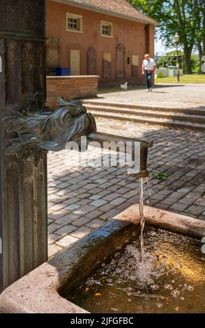 Detail des Basler Tor Brunnens in Durlach. Karlsruhe, Baden-Württemberg, Deutschland, Europa Stockfoto