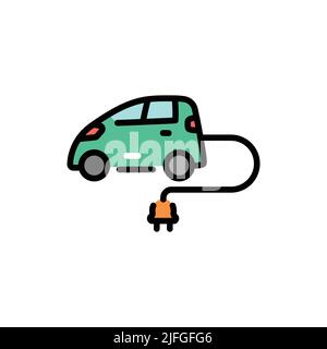 Symbol für die farbige Linie des Elektroautos. Piktogramm für Webseite. Stock Vektor