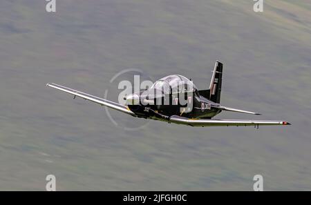 Royal Air Force, Texan T1, auf einem niedrigen Niveau Flugtraining sortie durch LFA7 bei 250ft Stockfoto