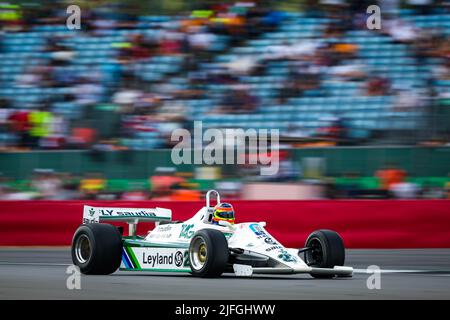 Silverstone, Großbritannien. 3.. Juli 2022. Silverstone, Großbritannien. 03.. Juli 2022. Die Williams FW07 während der Parade der britischen historischen Autos F1 während des Formel 1 Lenovo Grand Prix von Großbritannien 2022, 10. Runde der FIA Formel 1-Weltmeisterschaft 2022, auf dem Silverstone Circuit, vom 1. Bis 3. Juli 2022 in Silverstone, Großbritannien - Foto Florent Gooden/DPPI Kredit: DPPI Media/Alamy Live News Kredit: DPPI Media/Alamy Live News Stockfoto