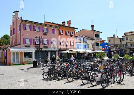 Caorle, Italien. Die Altstadt von Caorle Stockfoto