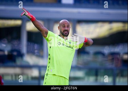 Marcantonio Bentegodi Stadium, Verona, Italien, 24. Oktober 2021, Latiums Pepe Reina-Porträt während des FC Hellas Verona vs. SS Lazio (Portraits-Archiv) Stockfoto