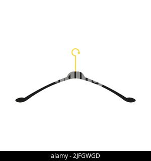 Schablone für Kleiderbügel. Schwarzes Trempel mit goldenem Haken Stock Vektor