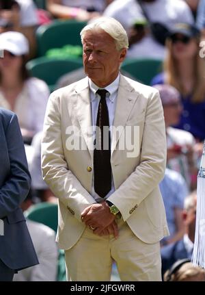 Der ehemalige Wimbledon-Champion Bjorn Borg am siebten Tag der Wimbledon Championships 2022 beim All England Lawn Tennis and Croquet Club in Wimbledon. Bilddatum: Sonntag, 3. Juli 2022. Stockfoto