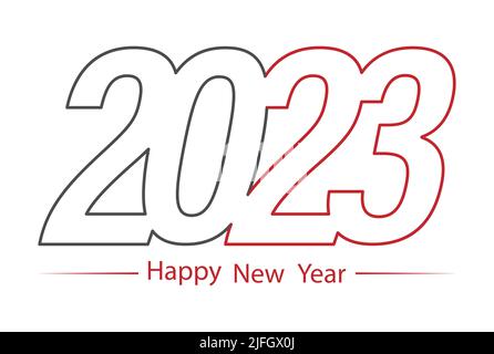 Frohes Neues Jahr 2023. Stilisierte Zahl 2023 für Neujahrs- und Weihnachtsgrüße. Stock Vektor