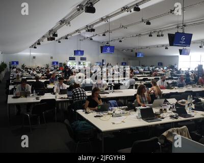 Das Pressezentrum des Gipfels G7 in Deutschland, im juni 2022 Stockfoto