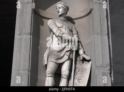 Marmorstatue der Farinata degli Uberti in den Uffizien, Florenz, Italien Stockfoto