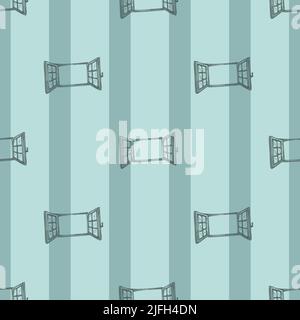 Fenster graviert nahtlose Muster. Handgezeichnetes Glasfenster im Retro-Stil. Skizzenstruktur für Stoff, Tapete, Textil, Druck, Titel, Verpackung pa Stock Vektor