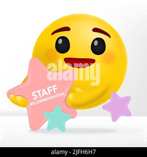 Vektorgrafik Emotion Cartoon mit Sternform Message Board für Verkauf, Empfehlung oder neue Artikel Ankündigungen. Stock Vektor