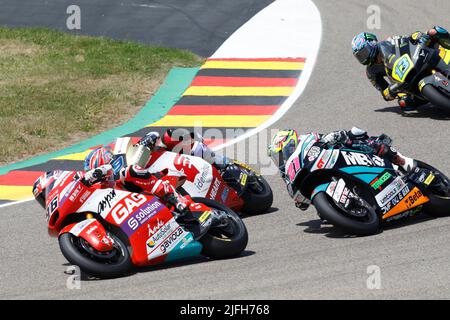 Hohenstein Ernstthal, Deutschland. Juni 19. 2022. Moto2 Rennen während des Liqui Moly Motorrad Grand Prix Deutschland auf dem Sachsenring, Hohenstein-Ernstthal, Deutschland. Abgebildet: Stockfoto