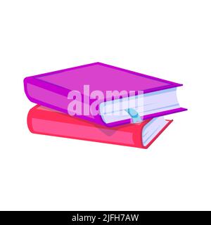 Stapel von Büchern zum Lesen, Stapel von Lehrbüchern für Bildung. Literaturbuch, Wörterbücher, Enzyklopädien, Planer mit Lesezeichen. Farbige flache ve Stock Vektor