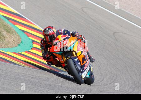 Hohenstein Ernstthal, Deutschland. Juni 19. 2022. Moto2 Rennen während des Liqui Moly Motorrad Grand Prix Deutschland auf dem Sachsenring, Hohenstein-Ernstthal, Deutschland. Abgebildet: Stockfoto