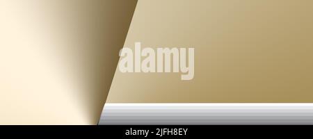 Brauner abstrakter Hintergrund, das goldene Linienmuster und die Verlaufsfarbe, heller Farbverlauf Stockfoto