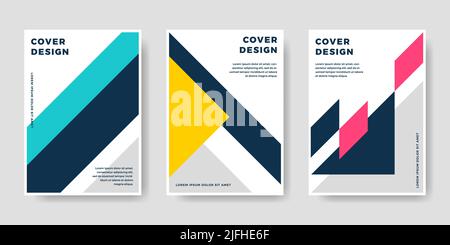 Set von Buchcover-Prospektdesigns im geometrischen Stil. Vektorgrafik. Stock Vektor