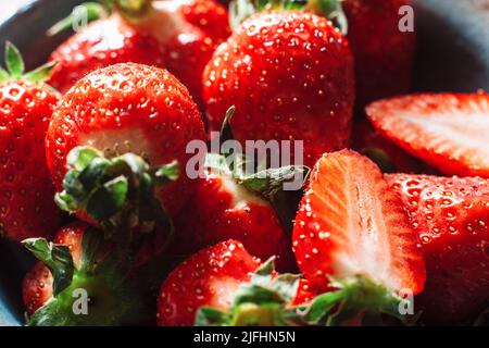 Frische Erdbeeren aus nächster Nähe Stockfoto