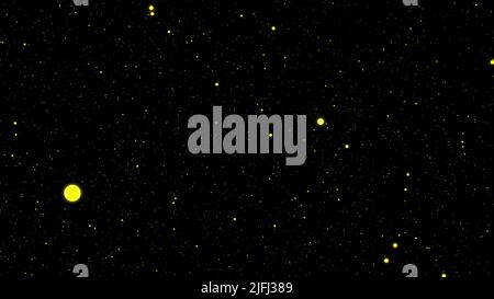 Fliegen durch die Galaxie unter den Sternen. Bewegung. Weltraum Hintergrund mit langsam fliegenden kleinen Sternen. Stockfoto