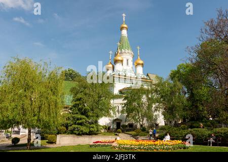 Die russische Kirche St. Nikolai des Wundermachers oder St. Nikolai Russische Kirche in Sofia, Bulgarien, Osteuropa Stockfoto