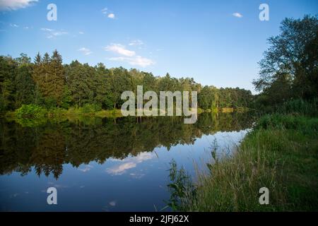 Lausitzer Neiße, oder-Neiße-Radweg, Lausitz, Brandenburg, Deutschland Stockfoto