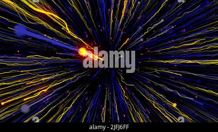 Bunte Feuerwerk Animation auf schwarzem Hintergrund. Bewegung. Gelb und rot explodierende Feuerwerke am Nachthimmel. Stockfoto