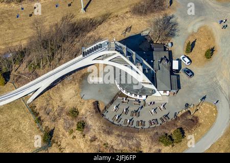 Luftaufnahme, Skisprungschanze St. Georg, Winterberg, Sauerland, Nordrhein-Westfalen, Deutschland, DE, Europa, Luftaufnahmen, Luftaufnahmen, Schanze, Stockfoto