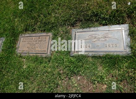 Los Angeles, Kalifornien, USA 19.. Juni 2022 Regisseur George Stevens Grave in Morning Light Section im Forest Lawn Memorial Park Hollywood Hills am 19. Juni 2022 in Los Angeles, Kalifornien, USA. Foto von Barry King/Alamy Stockfoto Stockfoto